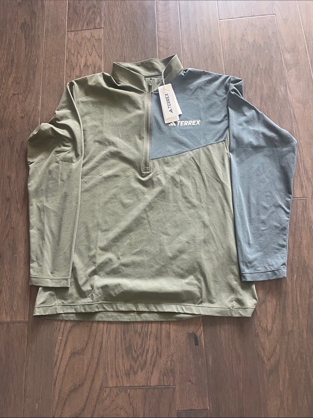 Men’s Adidas Terrex Olive & Slate Half-Zip Lightweight Top